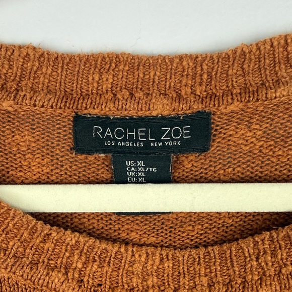 Rachel Zoe Cotton Linen Blend Burnt Orange Crewneck Long Sleeve XL Sweater - Picture 3 of 12